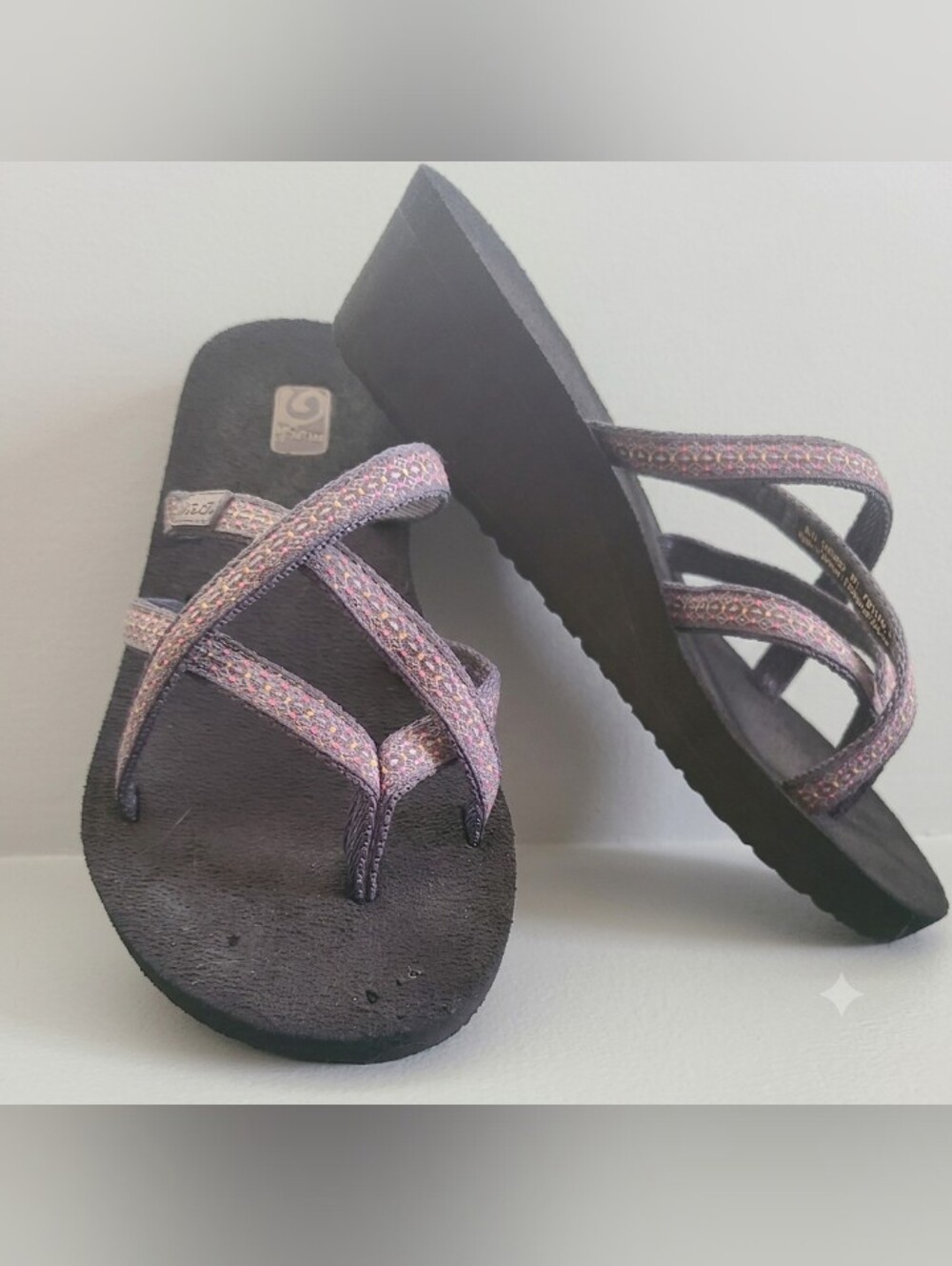 Teva Mush Mandalyn OLA 2 Strappy Wedge Flip Flop, Rumi Blue, Size 7